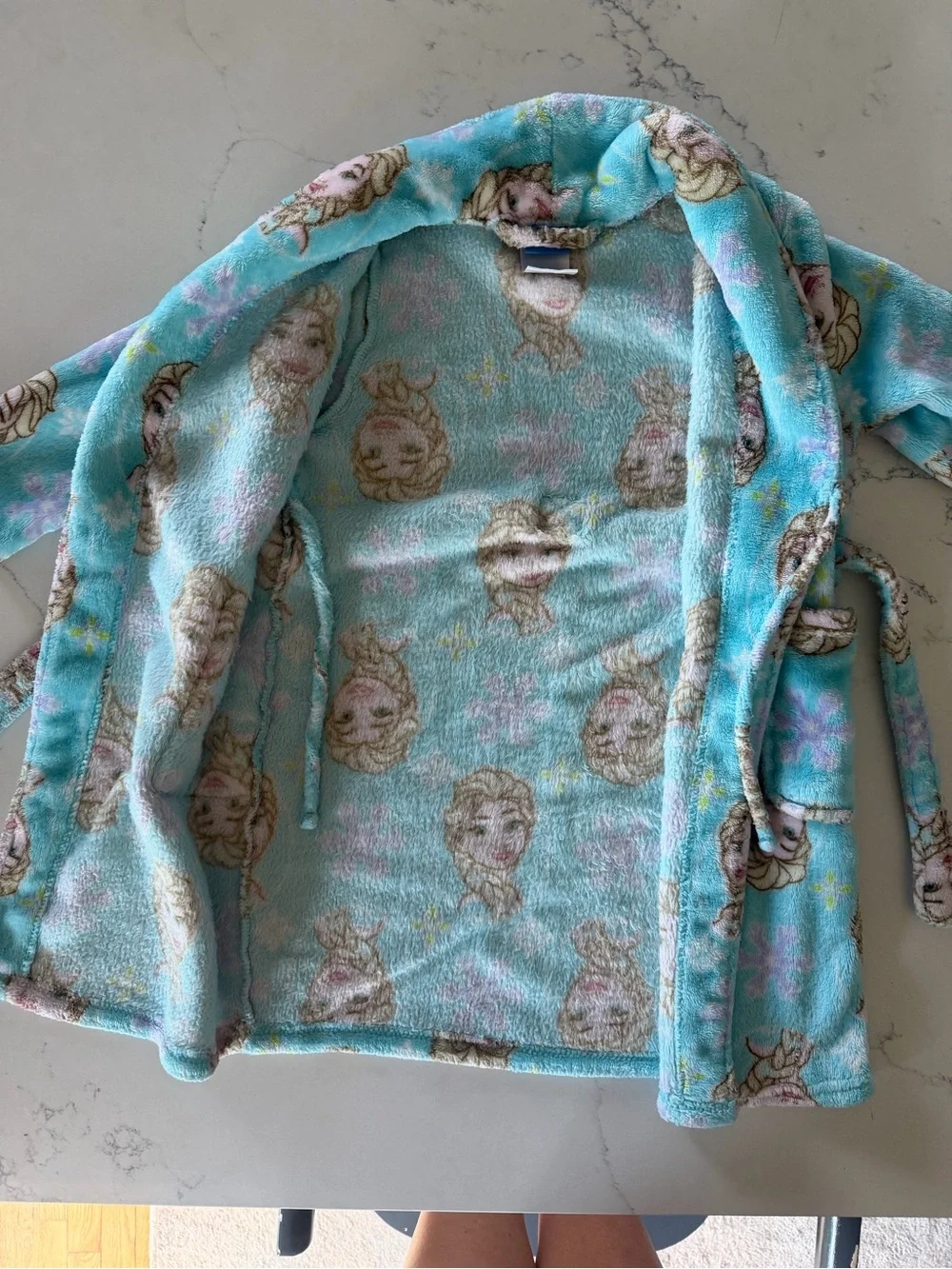 Disney Frozen Elsa Plush Hooded Belted Bath Robe Girls 4T